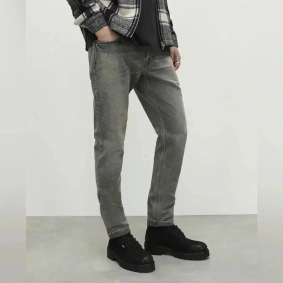 ALLSAINTS Rex Slim Fit Soft Stretch Grey Distressed Denim Jeans, Size 28x32 - Picture 1 of 9